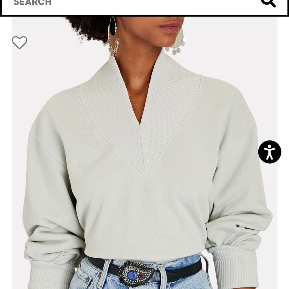 Agolde Klara Sweatshirt V Neck Womens Mint Cream
